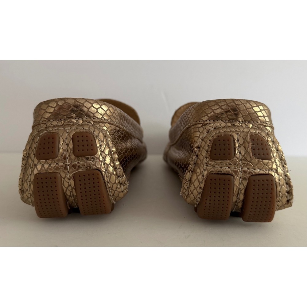 Cole Haan Womens Gold Snakeskin Embossed Leather Driving Loafers Goldtone Log 8B - Picture 6 of 10